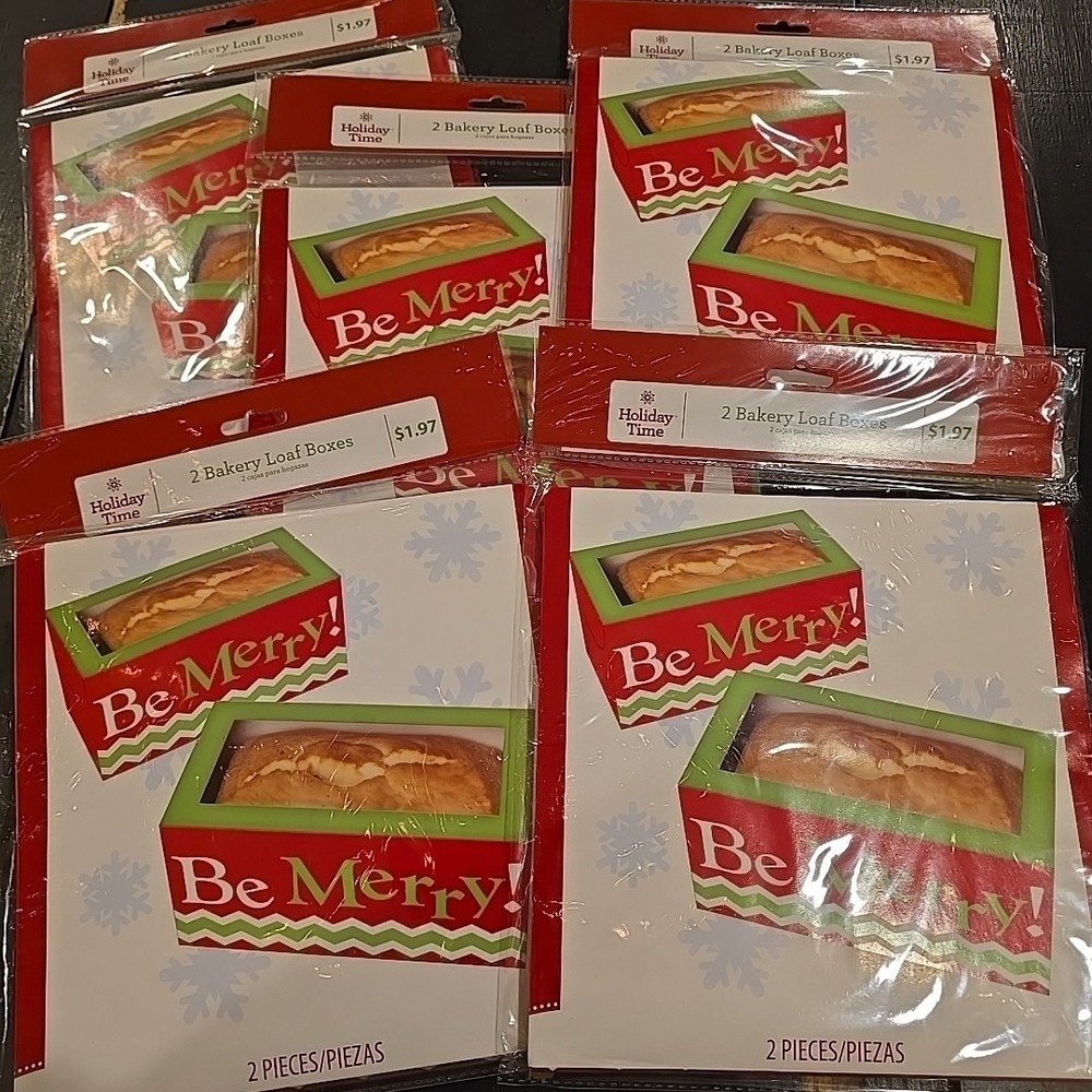 Christmas Bakery Boxes Holiday Loaf Pan Treat Boxes Be Merry 12 Ct ‎ 6 pks NEW